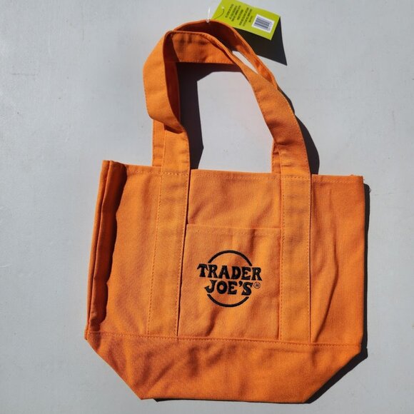 NEW Trader Joe's Orange Mini Tote Trick or Treat Canvas Bag Halloween Trader Joe - Picture 2 of 8